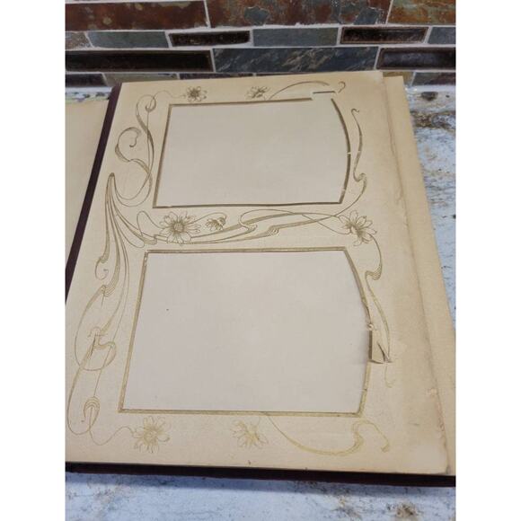 Antique Photograph Album, Celluloid Victorian, Cottage Scene, Wire Metal Holder - Picture 6 of 10